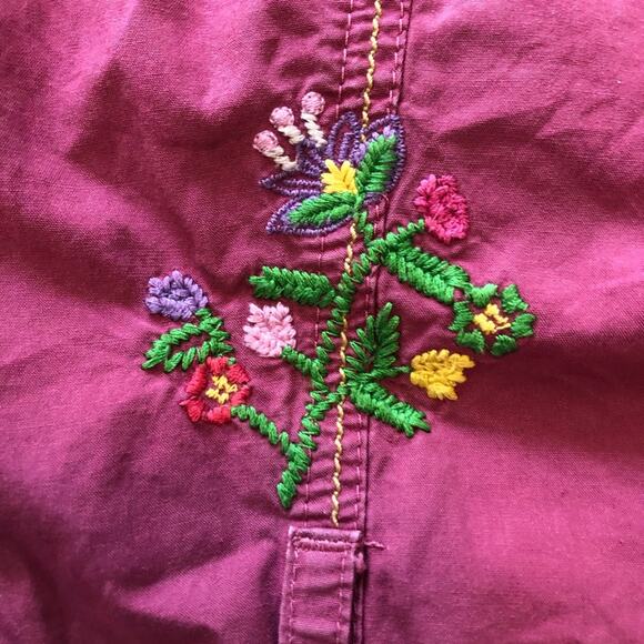 Next Girls’ Embroidered Dress Short Sleeve Flowers Boho Dark Pink Size 5 - Picture 4 of 11